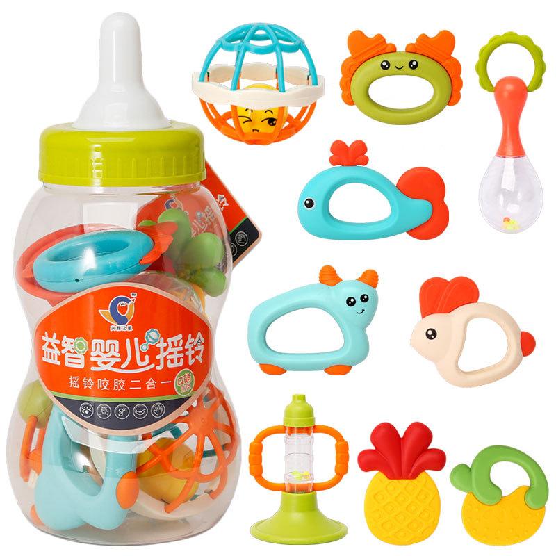 

Baby Teether Rattle Set Newborn Soothing Soft Rattle 0-1 Year Old Infant Toy Plastic Bottle