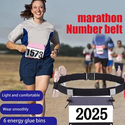 Running Race Number Belt Waist Pack Bib Holder For Triathlon Marathon Cycling Motor With 6 Gel Loops Fitness Sport Accessories