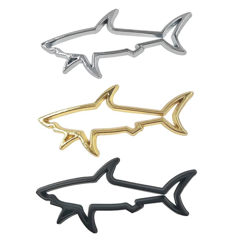 2Pcs 3D Metal Car Styling Sticker Hollow Fish Shark Emblem Badge Decals Automobiles Motorcycle Computer Fuel Cap Accessories