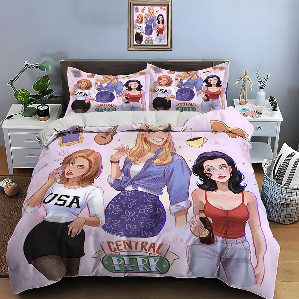 Funny Friends Print Bedding Set Best TV Show Duvet Cover Set Adult and Children Bedding Set Luxury TV Show Pattern