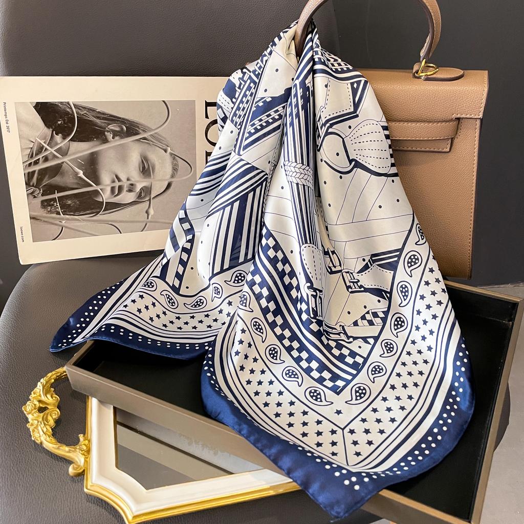  Luxury Silk Shawl Square Scarf for Women Satin Hijab Fashion Wraps Neckerchief Female Hair Bands Ribbon Headband Bandana