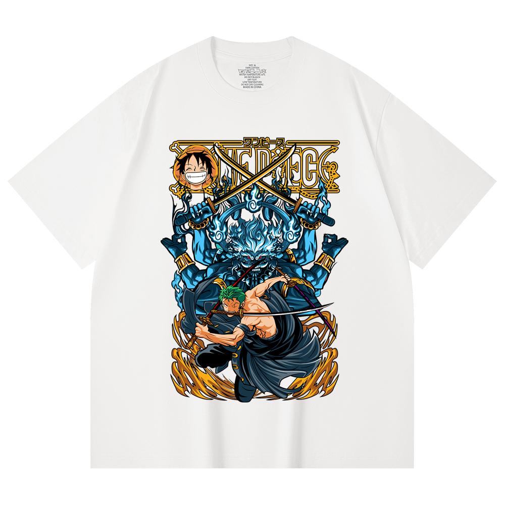 230 g/m² 100% Baumwolle Einteiler V8 Zoro Aufdruck Unisex Schweres Baumwoll-T-Shirt