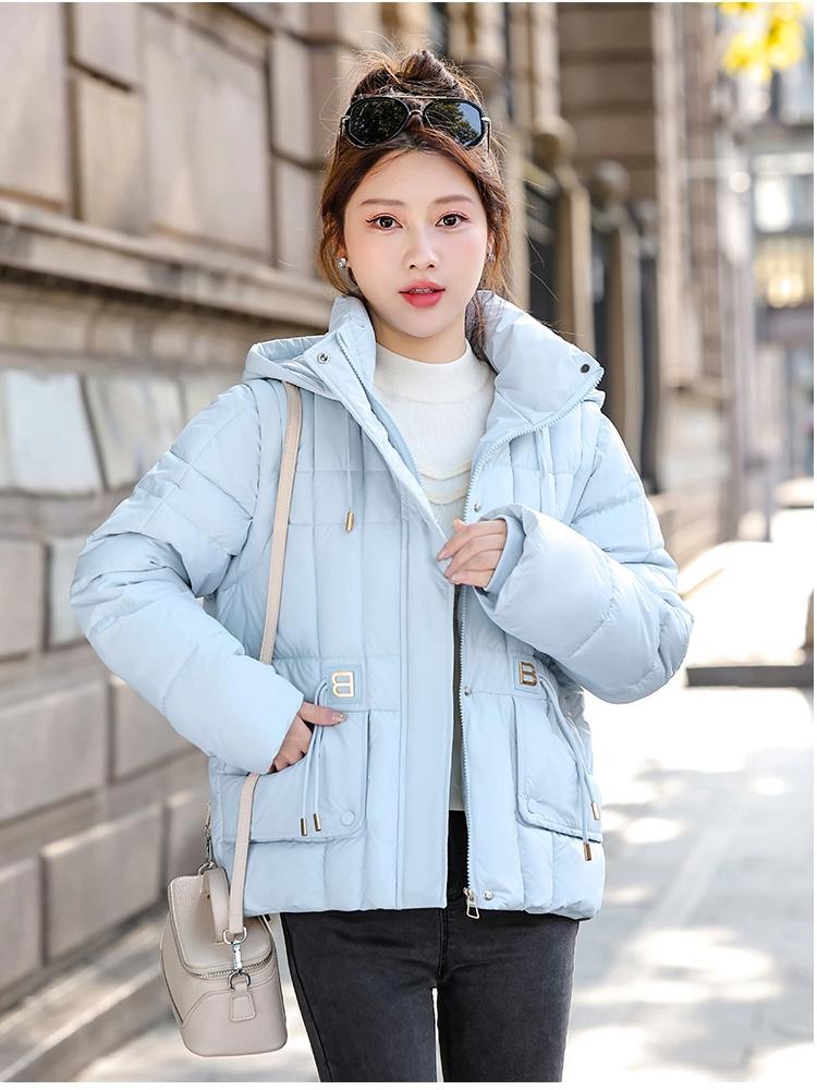Women's Short Hooded Detachable Sleeves Cotton-padded Jacket