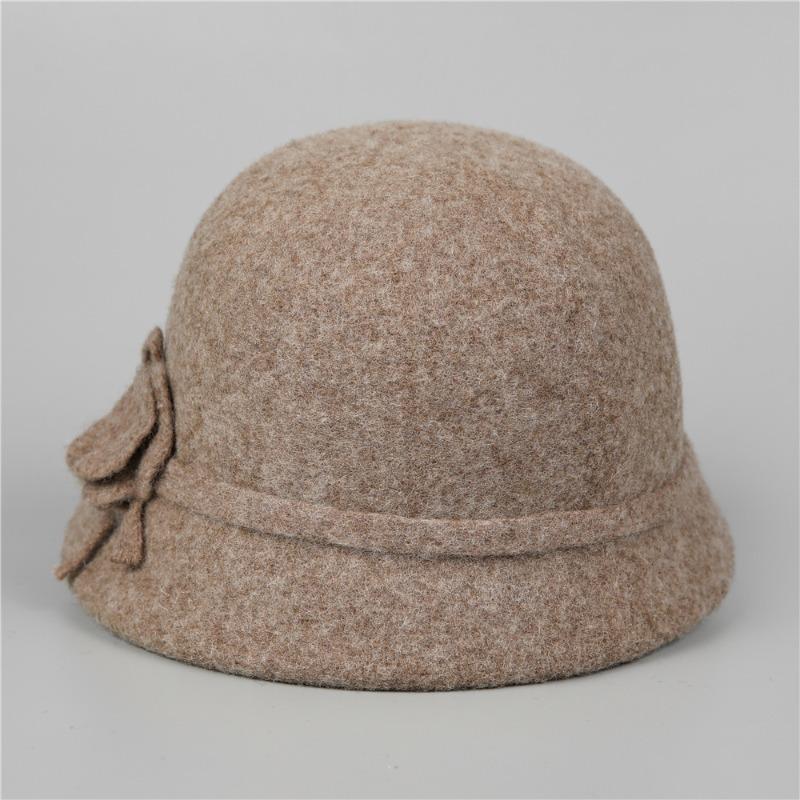 Simple Flower Woolen Hat Women Autumn and Winter High Sense Versatile Bucket Hat Basin Hat