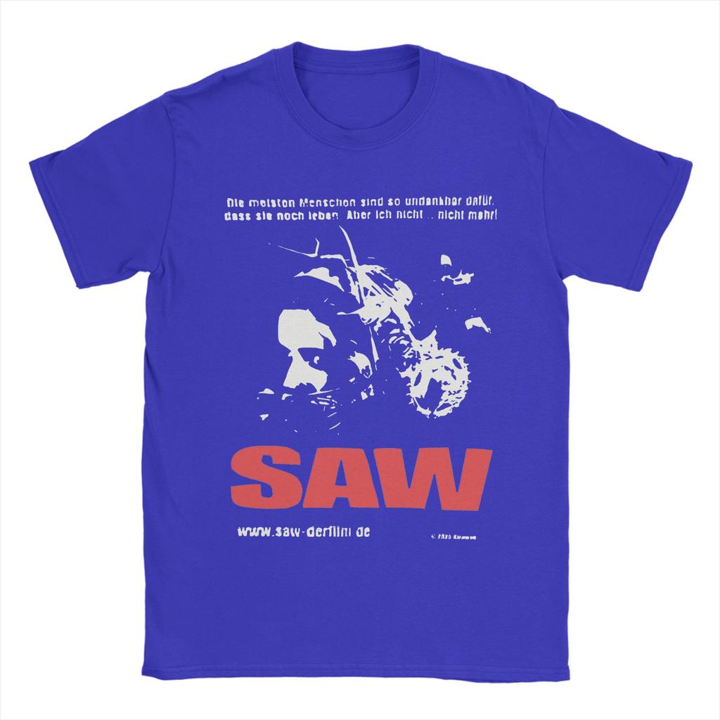 Funny Vintage SAW Movie Tshirts Men's 100%Cotton Short Sleeve  Round Neck Summer Tops Shirts