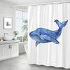 Dolphin Shower Curtain Blue Underwater World Marine Life Polyester Fabric Kids Ocean Theme Bathroom Curtain Decor with Hooks