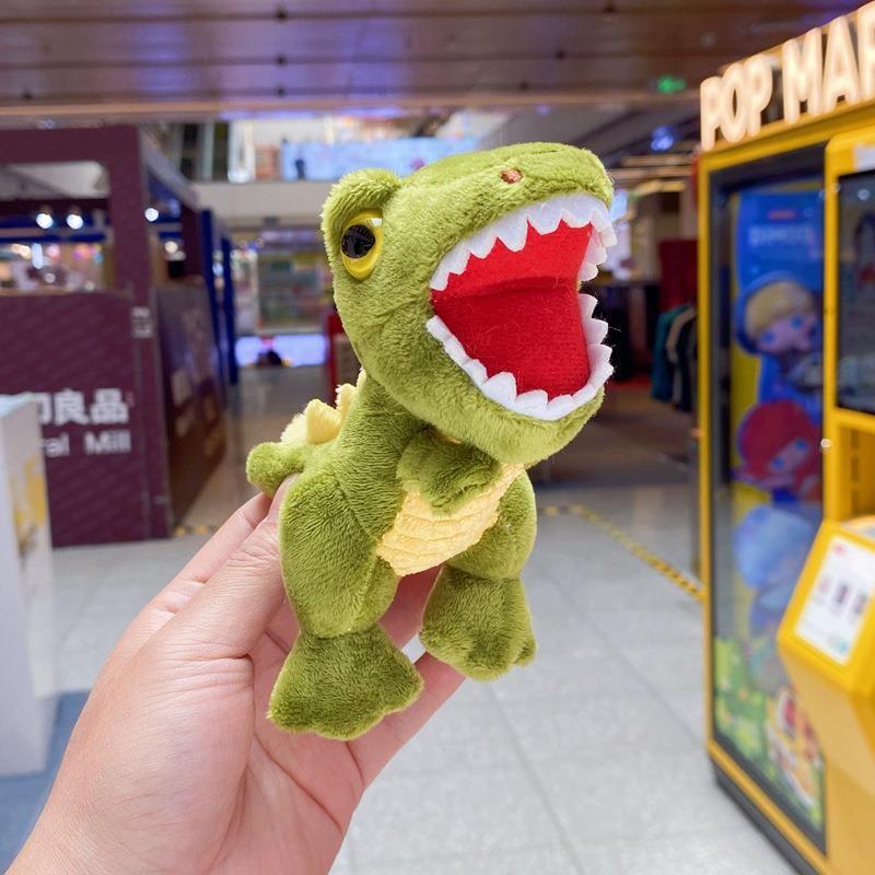 Dinosaur Plush Keychain With Metal Chain And Silver Keyring For Car And Bag Decor