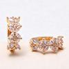 18K Gold-Plated Exquisite Wheat Hoop Earrings with Zirconia Leaves for Women