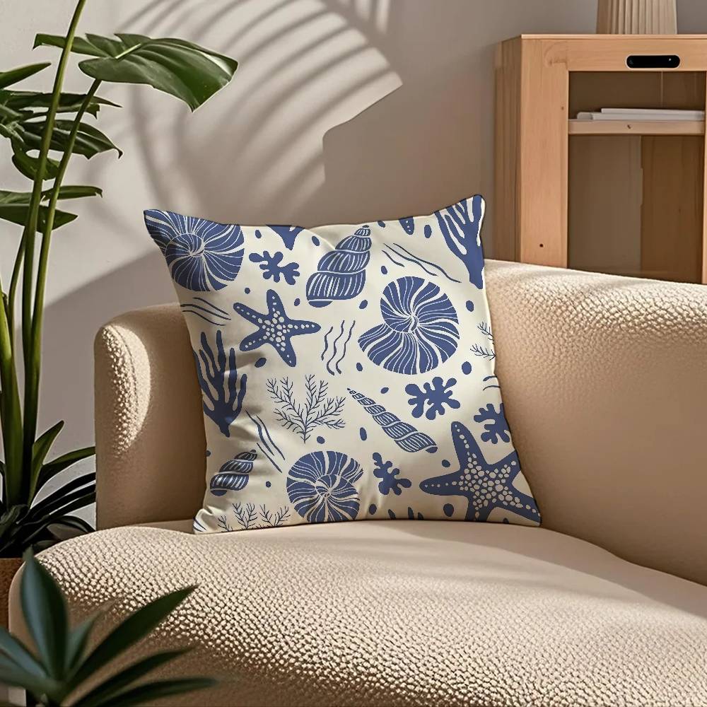 marine theme rudder anchor animals Pillow Case Comfort Sofa Bed Silky elegant Invisible zipper Custom Decorative cushion cover