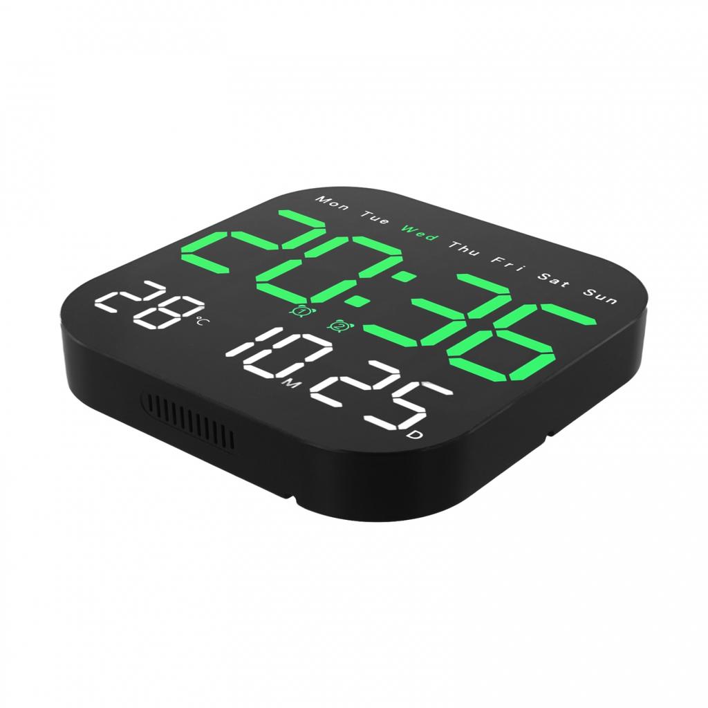 Same Screen Display LED Wall Clock Adjustable Brightness Black