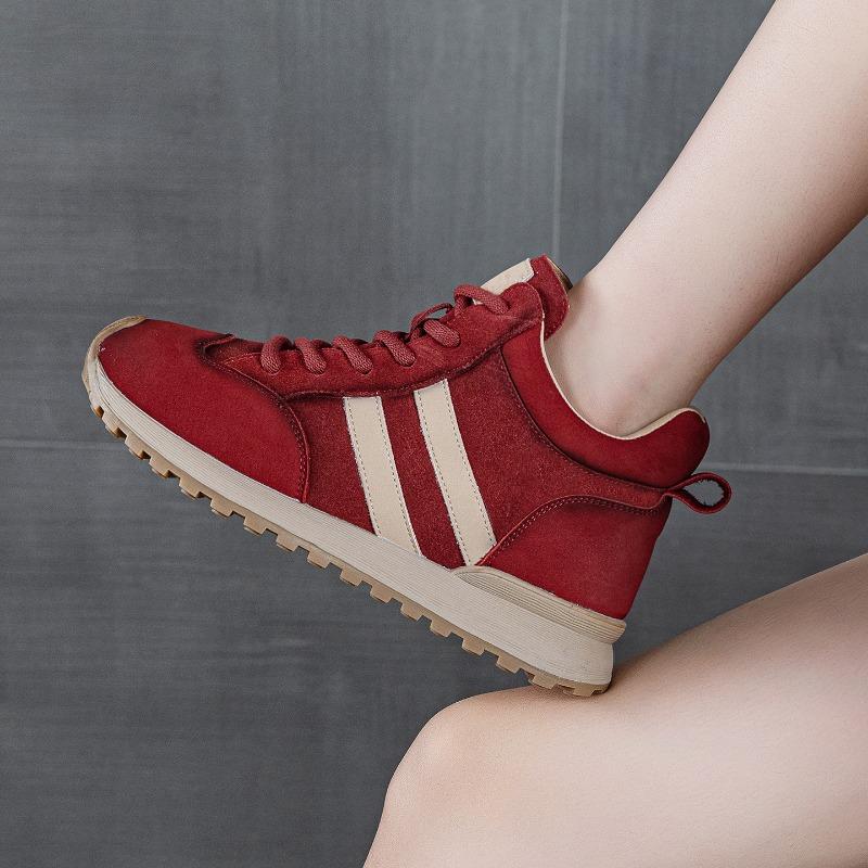 

First layer cowhide women s shoes autumn new leather retro lace-up heightening lightweight high-top women s shoes 35