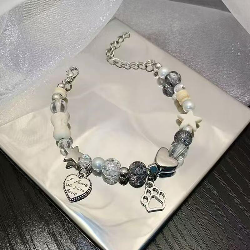 

Cute Cat Beaded Elastic Rope Bracelet For Women Cute Personality Fashionable Niche Elegant Exquisite And Jewelry