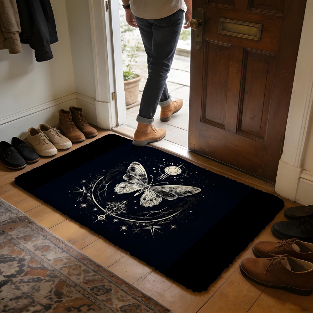 Butterflies And Moths Floor Mat Soft Flannel Absorbent Mat Non-Slip Rug Home Bedroom Bathroom