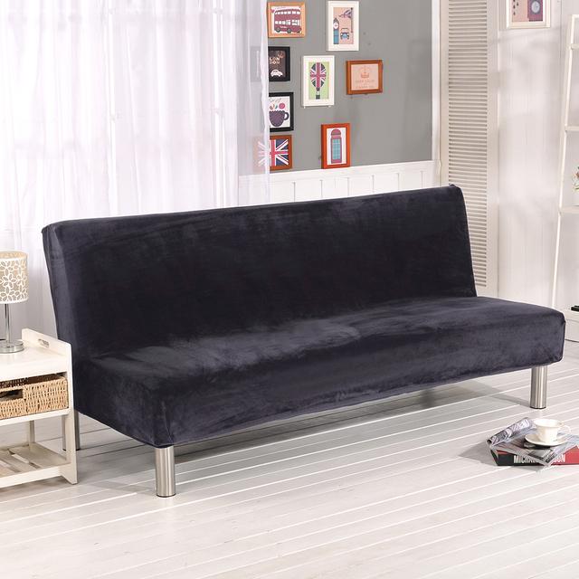 

Velvet Plush-touch Armless Sofa Bed Case Folding Seat Slipcover Modern Stretch Sofa Bed Covers Elastic Couch Protector Home Use Hotel Z Size 150-185 cm шоколадний
