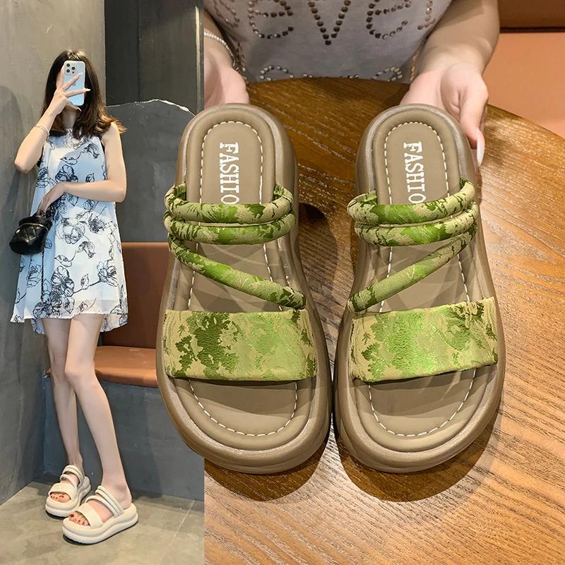 Design Sandales Femme Bout Ouvert Été Mode Bande Étroite Chaussures de Soirée Plateforme Talon Compensé Dames Sangle Cheville Gladiator Sandales