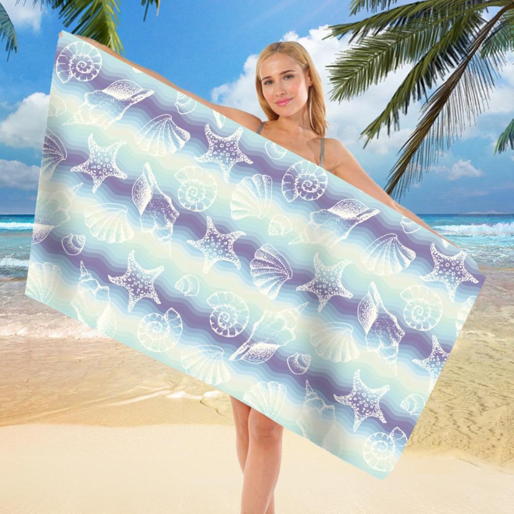 Quick-drying Sea Theme Microfiber Beach Towel Absorbent Beach Blanket Portable Bath Towel  Pool