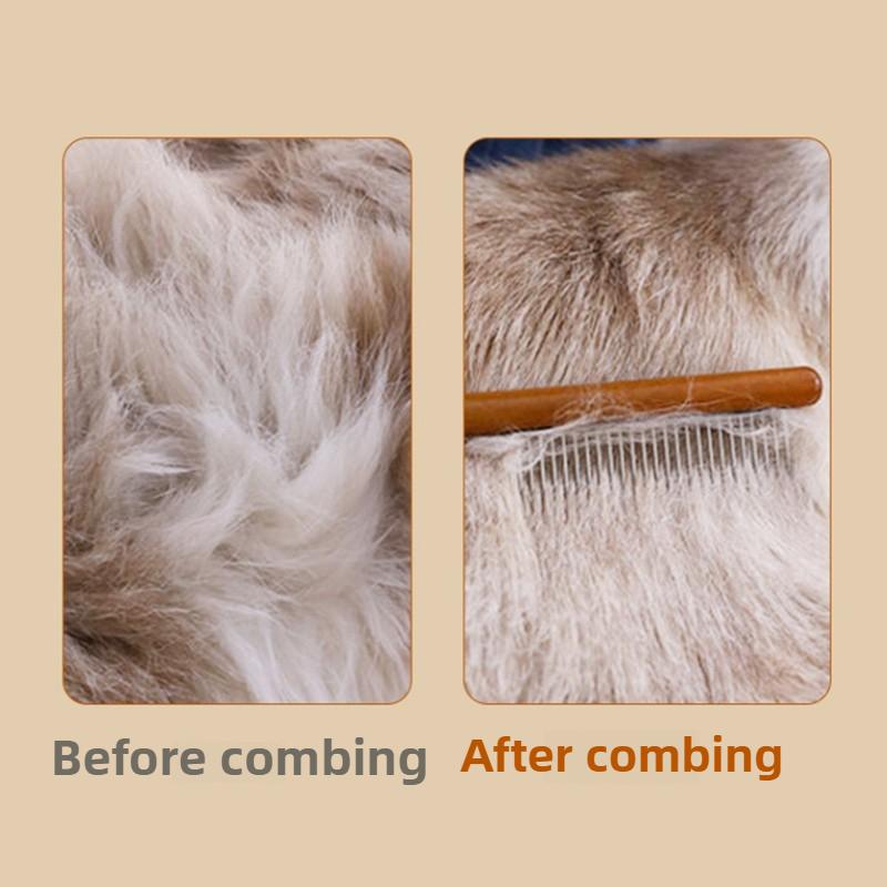 Wood Lengthening Cat Comb Retro Portable Professional Pet Cat Grooming Comb Convenient Storage Dog Hair Trimmer Cleaning Hair Pet Cleaning Products