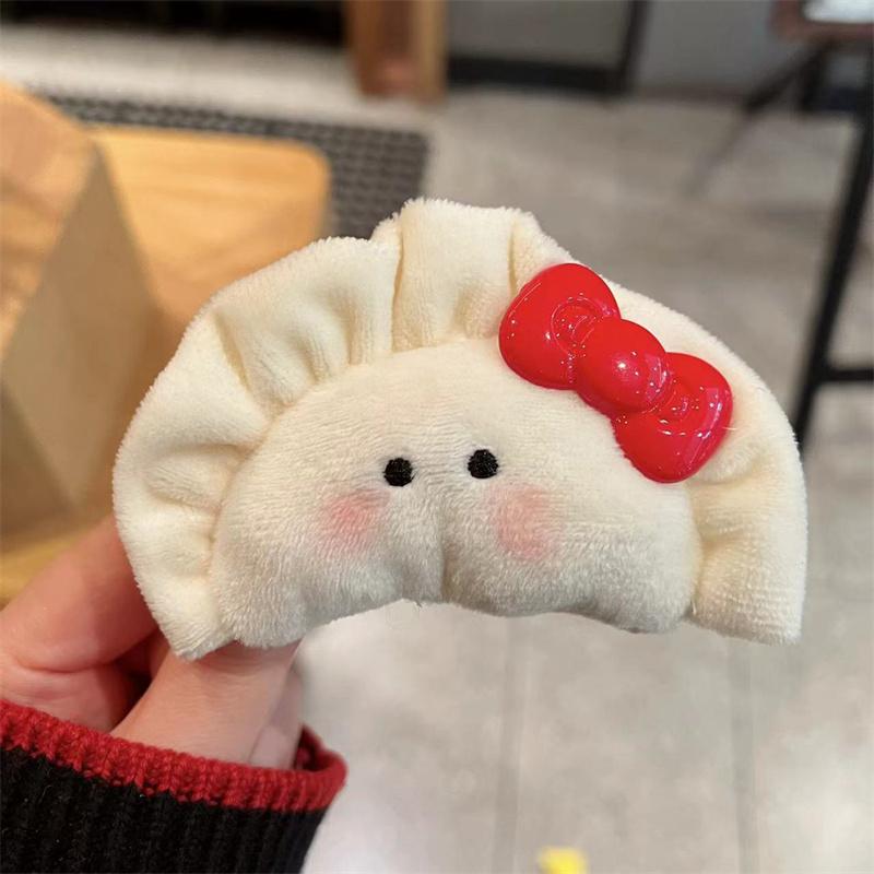 

Cute Plush Dumpling Hair Clip Kawaii Dumpling With Bowknot Hair Claws Unique Design Girls Hair Accessories Funny Hairpin Gifts