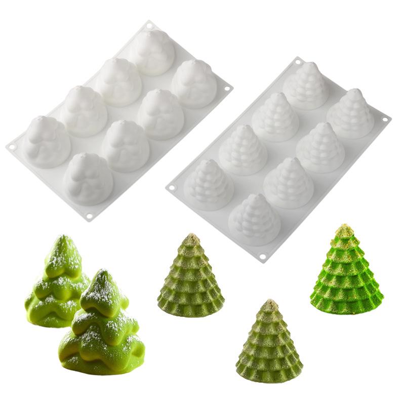 Shenhong 6-Cavity Christmas Tree & Santa Silicone Mold for Mousse Cake and Chocolate Baking