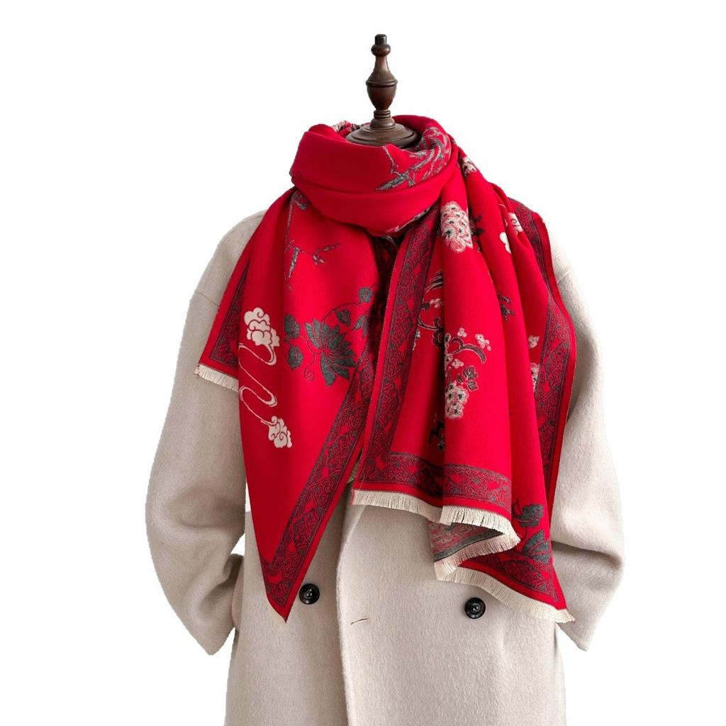 Luxury Winter Cashmere Scarf Women Print Design Warm Pashmina Blanket Poncho Scarves Female Carriage Shawl Thick Foulard Bufanda