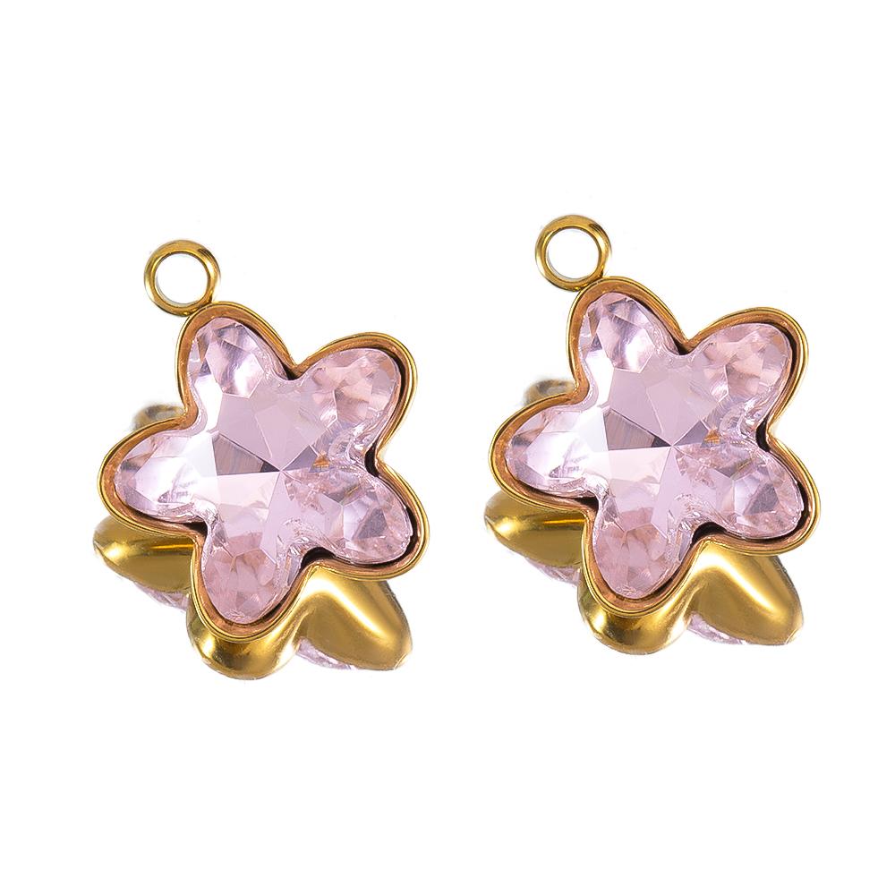 5pcs Colorful Crystal Charms Stainless Steel Geometry Oval Star Flower Charm Earrings Pendants for DIY Necklace Jewelry Findings