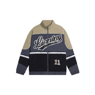 Li-Ning Sport Lifestyle Series Color Block Stand Collar Jacket Unisex Jacket Thunder-Grey AJDSA99-7