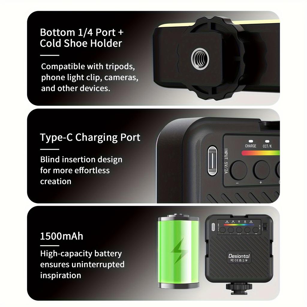 Outdoor Portable Cell Phone Selfie Photography Fill Lighting Mini RGB Video Lights Photography Lighting Selfie Light Triple Colo