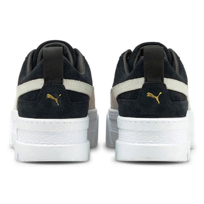 Puma Mayze Women Suede Wear-resistant Platform Low Skate Shoes Black White 380784-01