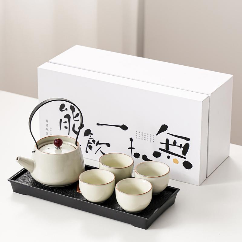 Kung Fu Tea Set Home One Pot Two Cups Tea Plate Small Ceramic Teapot Teacups Hotel Personal Small Sets Traveling