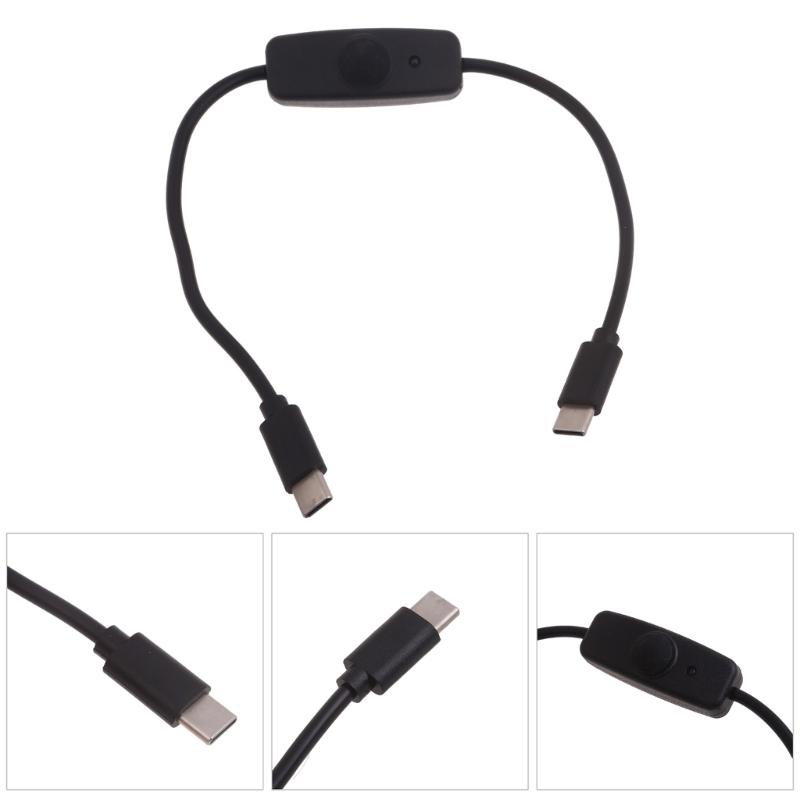 Male to Male USB Type C USB C Cable with On Off Power Switches Button for Cellphone Tablet 15W Fast Charging