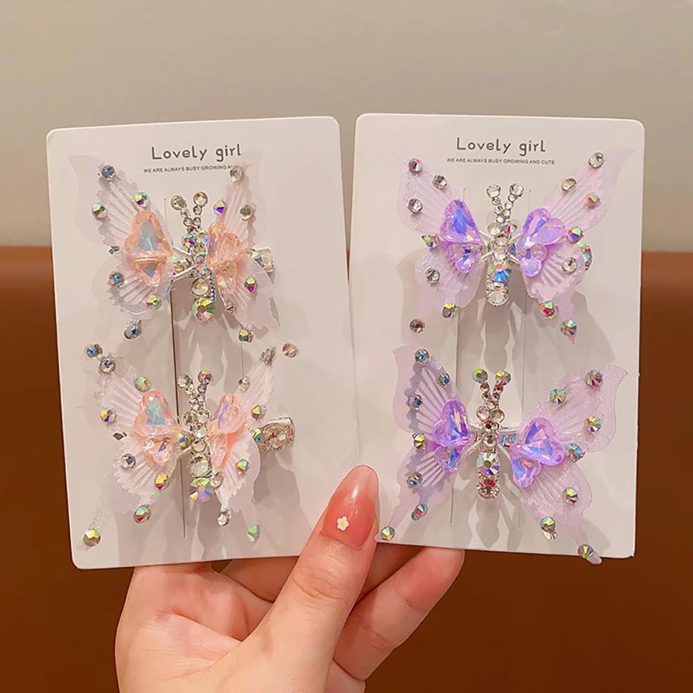 Rhinestone Butterfly Hairpin Three-dimensional Lively Moving Wings Lovely Bangs Hair Clip Headwear Hair Styling Accessories