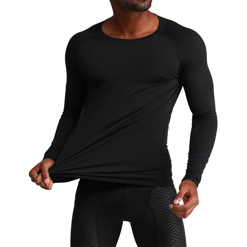 Men's Winter Quick-Dry Fleece Compression Tights & Long Sleeve Sportswear for Running & Basketball.