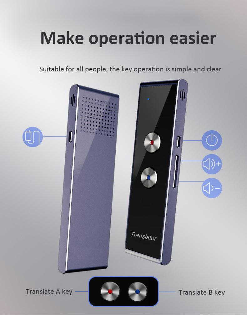 

T8+ Сплав алюминия Bluetooth Смарт Голосовой Переводчик – Золотой, Серый, Черный фиолетовый/серый