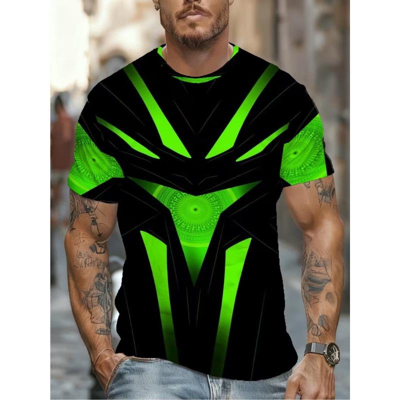 Moda Uomo T-shirt da Uomo Stampata 3D Girocollo Manica Corta Trendy Streetwear