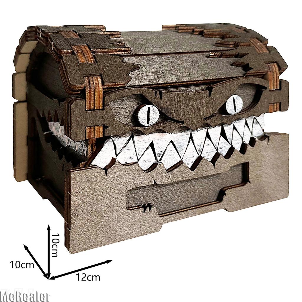 In Stock Wooden Mimic - Creative Monster Treasure Chest Box, Halloween Toy Gift for Dungeons & Dragons