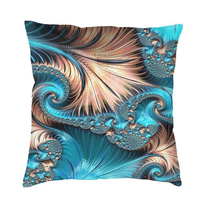 Turquoise Gems Geometric Art Cushion Cover 45X45Cm Home Decor 3D Print Elegant Copper And Teal Fractal Four Throw Pillow Case