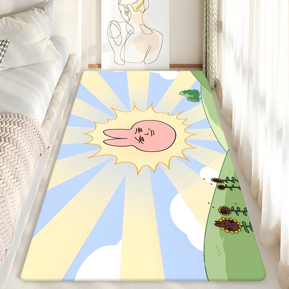 My F-Friend Pink Rabbit Funny Anime Floor Mat INS Style Soft Bedroom Floor House Laundry Room Mat Anti-skid Household Carpets