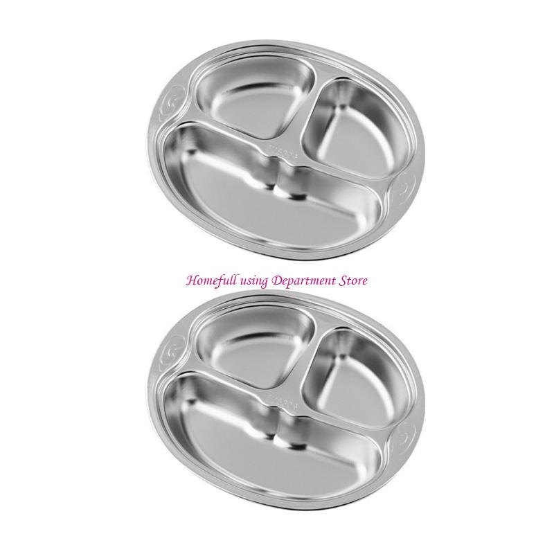Pack of 2 User Friendly Nonrust Steel Childrens Plates Efficient Uncovered Dishware