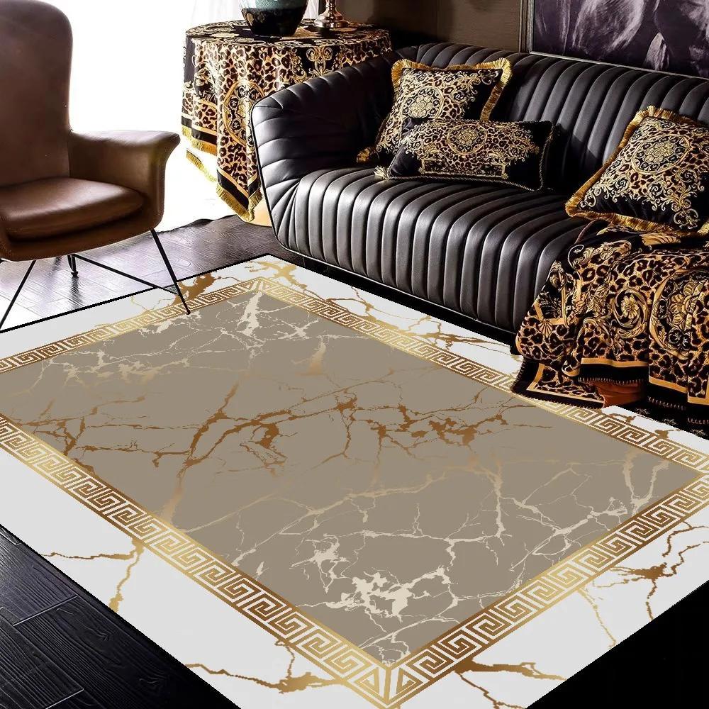Teppiche mit goldener Marmorstruktur für Heim-, Wohnzimmerdekoration, Schlafzimmer, Ankleidezimmerteppich, rutschfest, großflächiger Teppich, Sofabodenmatte