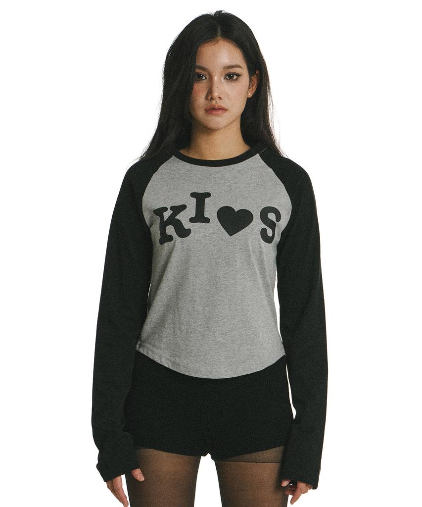 Kimseupeulesikoteunmakes Bumpy Kiss Raglan Long Sleeve T-Shirt Black (Gray)