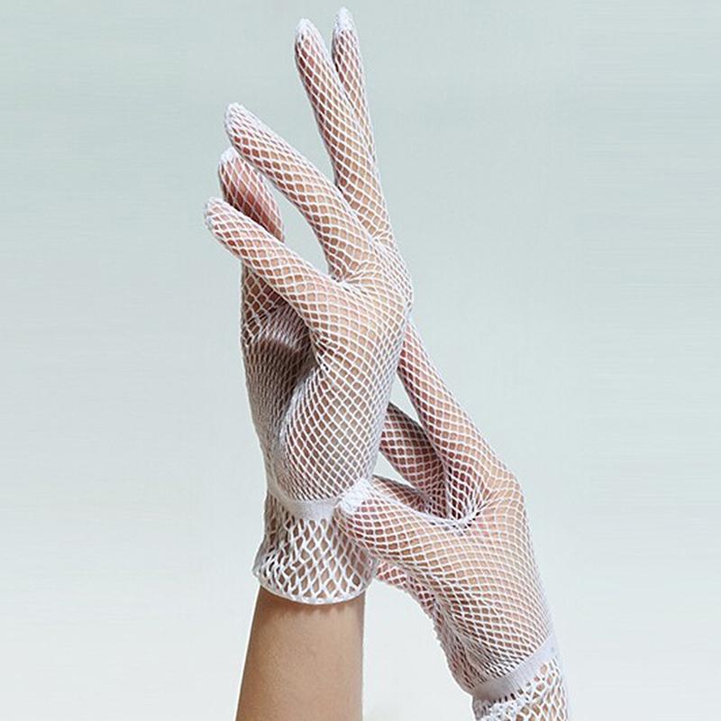 Fashion Fishnet Gloves Women Summer Uv-Proof Driving Glove Mesh Fishnet Gloves Black White Nylon Solid Color Glove