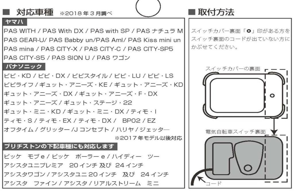 Asahi Cycle Electric Assist Bicycle Switch Cover YamahaPanasonicBridgestone Compatible Type 08539