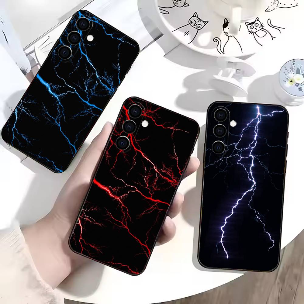 Lightning Realistic Aesthetic Phone Case For Samsung Galaxy A73,A72,A71,A70,A53,A52,A51,Others Soft Black Cover