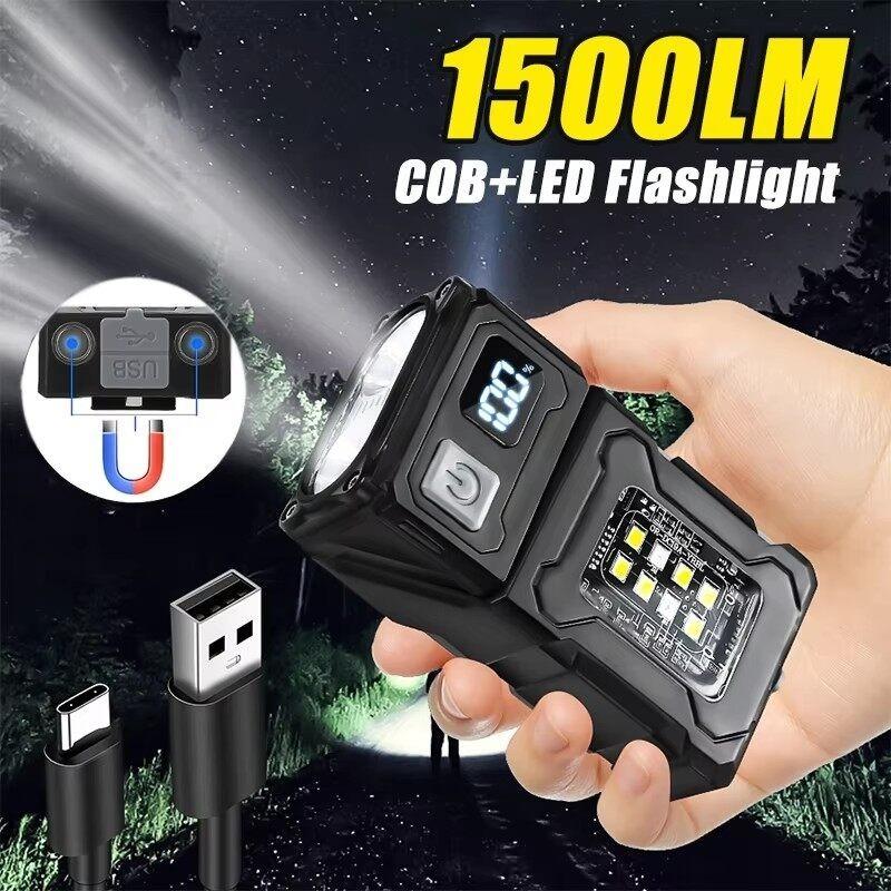 Mini LED Taschenlampe Outdoor Tragbar Magnetische Taschenlampe Lampe für Camping Angeln Wandern Arbeitslicht mit rotem Warnlicht