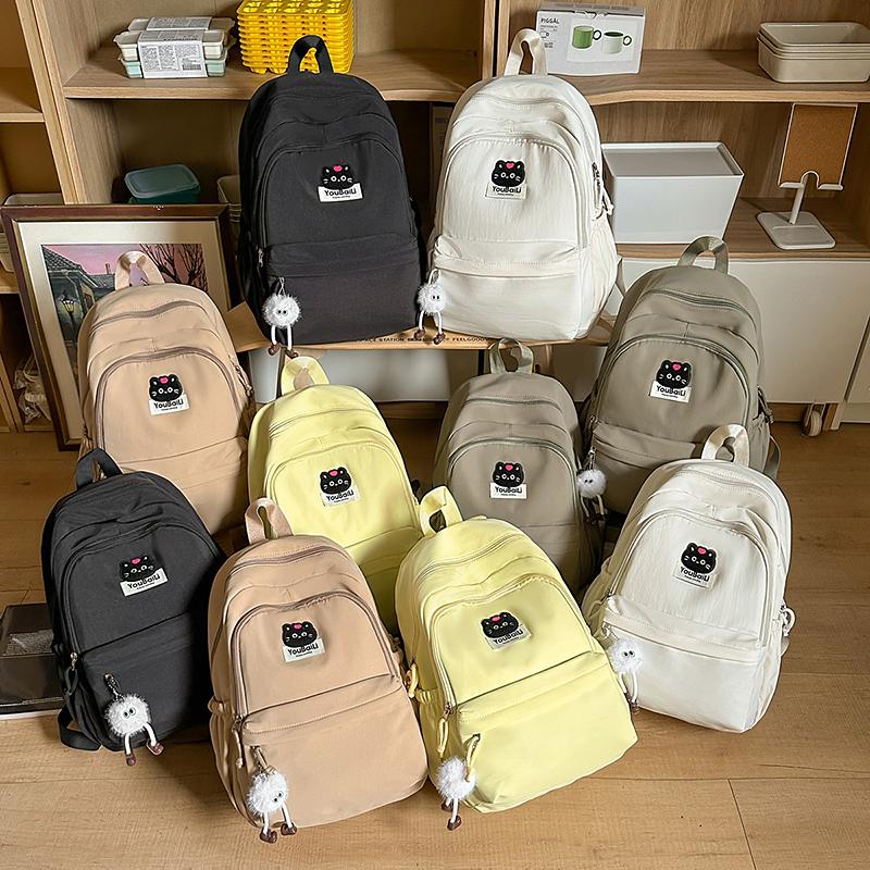 Large Capacity Junior High School Student Schoolbag Black Cat Women's Backpack Class Book Bag