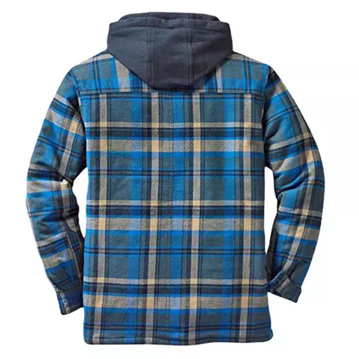 2025 Men's Autumn/Winter Long Sleeve Hooded Loose Cotton Jacket - European & American Style