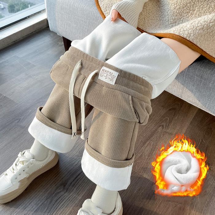 

Женские зимние утепленные брюки, теплые, прямые, утепленные брюки, эластичный пояс, свободные брюки больших размеров M