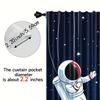 2Pcs Modern Space Astronaut Blackout Curtains Deep Blue Starry Sky Cartoon Spaceman Print Drapes For Bedroom Study Living
