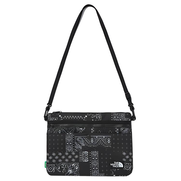 The North Face Ml Lightweight Logo Embroidered Zipper Polyester Sling Bag Shoulder Tote Unisex bags Black-Floral NN2PN57B Black Multicolor