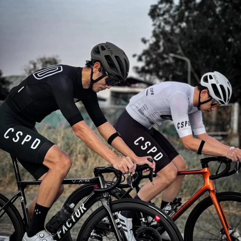 CSPD Summer Black & White Cycling Bib Shorts for Men & Women - Road Bike Sportswear, Hot Style 5-Point Design.